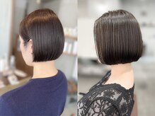 《人気急上昇スタイル》☆ボブ×髪質改善[髪質改善/ミニボブ/マチルダボブ/切りっぱなし/２ブロック]