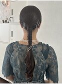 タイトアレンジ　ローポニー　ピンアレンジ　結婚式ヘアアレンジ