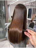 サラツヤロングベージュカラーブリーチしない透明感カラー