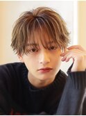 フェザーパーマハイトーンカラーシースルーマッシュグレージュ