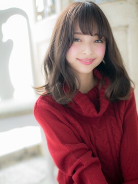 モッズ ヘア 福岡姪浜店(mod's hair) mod's姪浜/斜めバングくすみベージュ抜け感こなれミディアムi