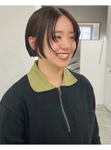 デジタルパーマチェリーブラウンボブウルフブリーチなしカラー