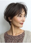 白髪ぼかし脱白髪染め似合わせショートボブ40代50代60代