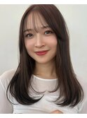 シースルーバング/ナチュラルストレートロング/韓国風暗髪/30代