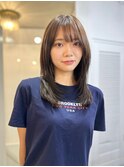 レイヤーカットグレージュミディアムハッシュカット/東伏見