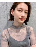 クールショート ピンクベージュ ボブルフ ボブ パーマ