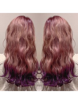 リン(Lin.) ピンクベージュ×パープル×裾カラー