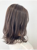 大人ボブ　テラコッタ　くすみブルー　縮毛矯正