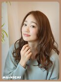 柔らかシフォンベージュのカールスタイル【mu-kichi三鷹】