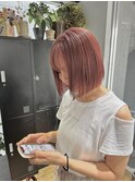 切りっぱなしボブ エアリーロング 美髪 ピンクブラウン
