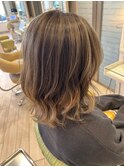 20代30代大人可愛い♪ハイライトダブルカラーピンクベージュ