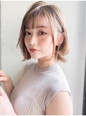 レイヤーカットセミディモテ髪チェリーブラウン#217f0514