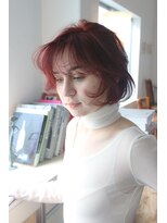 アンドスタイル(&style)&nbsp;ブリーチなしダブルカラー　ボブ　レッドブラウン