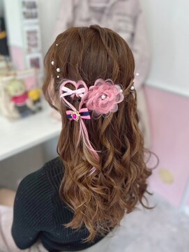 ヘアセットサロン ミント(Hair set salon MINT) ハート×お花ハーフアップ