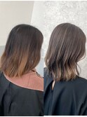 【脱白髪染めハイライト】×大人のグレージュブラウン