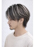 センターパート×ラフメッシュショート