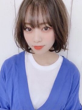 シルクレイ 吉祥寺店(Silk-lei) 大人かわいいフェザーバングピンクブラウンミニボブ30代吉祥寺