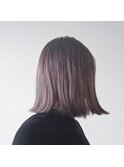 透明感パープル 外ハネミディアムボブ◎30代40代50代
