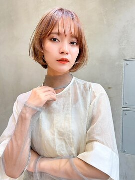 メーヴェ(Mowen) mowen 南堀 江　ボブ×ピンクベージュ×顔まわりレイヤー