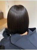 跳ねやすいボブを縮毛矯正でまとまる髪へ♪ダークグレージュ