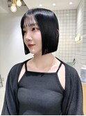 タッセルボブ_ミニボブ_縮毛矯正ボブ_切りっぱなしボブ_黒髪ボブ
