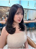 くびれヘア/顔周り/韓国/レイヤーカット/黒髪/ロング/前髪北千住
