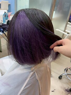 ブール 千歳烏山(bool) ブリーチ/インナーカラー/パープル/ショートボブ