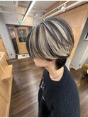 石橋阪大前/メンズ/デザインカラー/センターパート/ケアブリーチ