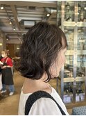 小顔ボブパーマ◆ブリーチなしカラーで艶感夏ヘア