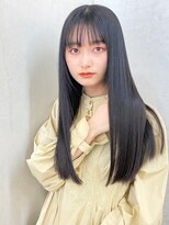 ソル 千早(S.O.L)&nbsp;千早/髪質改善/地毛風アッシュブラック×ぱっつん前髪ロング