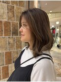 大人可愛いひし形ミディアムレイヤー結べるボブレイヤー