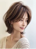 白髪ぼかし脱白髪染め似合わせショートボブ40代50代60代
