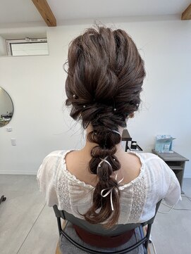 グリ(GURI) 〈guri〉お呼ばれ♪フェミニン編みおろし♪リボンミックス♪