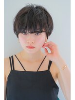 ヘアサロンガリカアオヤマ(hair salon Gallica aoyama)&nbsp;大人ショートボブエアリーミディ黒髪ナチュラル厚めバング<青山>