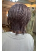白髪ぼかしハイライトベージュカラーコンパクトショート