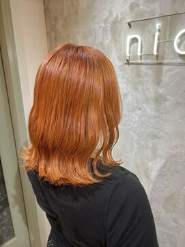 ニコア 千葉(nicoa) オレンジカラー/外ハネミディ/キャロットオレンジ[千葉/千葉駅]