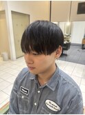 メンズストレート韓国マッシュ/フェザーショート/ブルーブラック