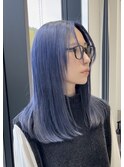 ネイビーカラー・表参道ケアブリーチ・ハイトーンアッシュ・青髪