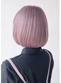 ボブ×ラベンダーピンクグレージュ ブリーチあり
