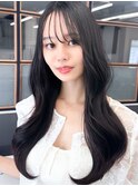 20代30代シースルーバング韓国くびれうる艶黒髪ロング