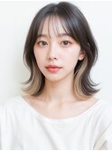 インナーカラーくびれミディアムレイヤーカットp1越谷20代30代