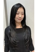 ロングハイレイヤー×韓国透明感グレー
