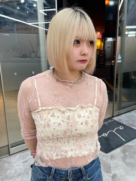 アロ 大阪梅田(alo) 【momoa】ボブ×ブロンドヘア《ブリーチ/大阪梅田》