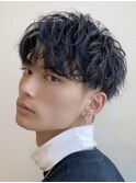 大分シャドウパーマメンズカットラウンドマッシュツーブロック