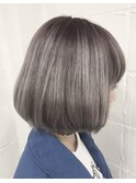 ミディアムボブアッシュグレージュカラーワンカール【Ai浅草橋】