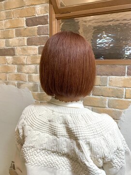 アドラーブル 女池店(adorable) 【ミニボブ】【ブリーチあり】【オレンジブラウン】