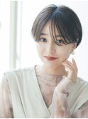 暗髪×束感ショート×シースルーバング×フレンチガーリー