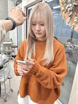 オプス 大名店(Ops) ホワイトミルクティー×ハイトーンカラー×レイヤーロング