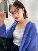 外ハネボブ前髪ミディアムボブ小顔カット