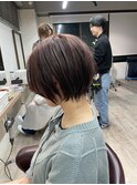 大人可愛い20代30代40代黒髪前下がりショートボブ丸みショート◎